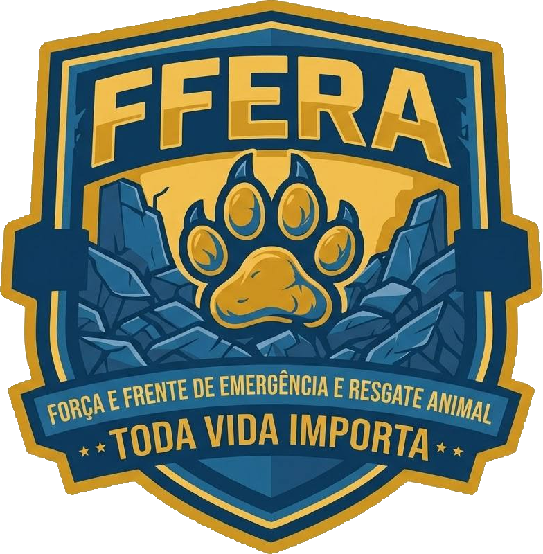 Brasão tático da FFERA — escudo com pata emergindo de escombros